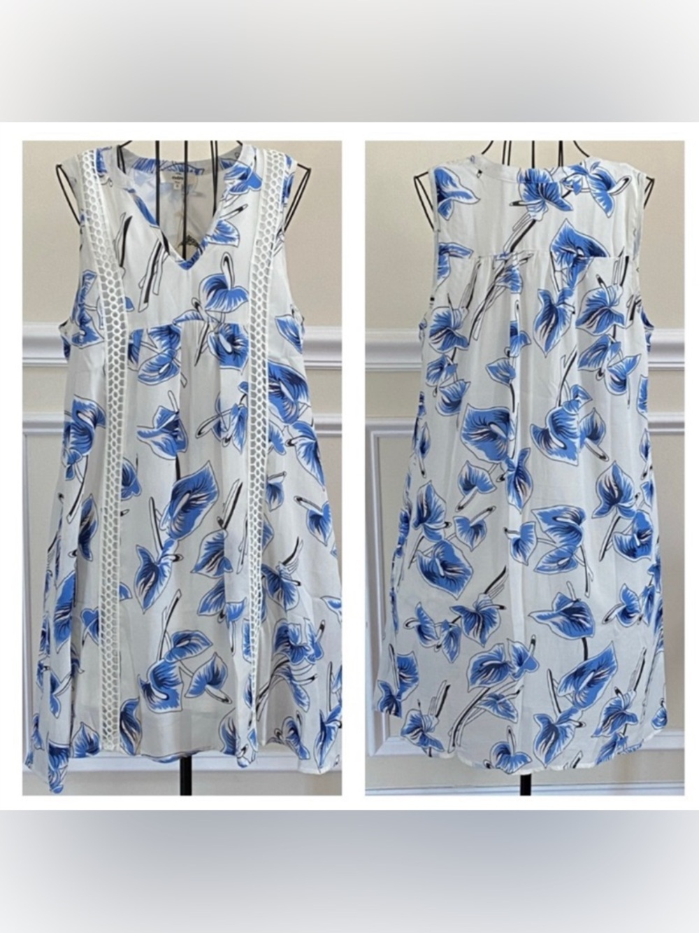 NWT Entro Sleeveless Blue & White Short Summer Dress
